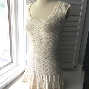 Ivory Crocheted Mini Dress